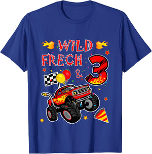 Children's Birthday Monster Truck - Wild Cheeky and Three - Boy 3 , black T-Shirt - T-Shirt | Royal