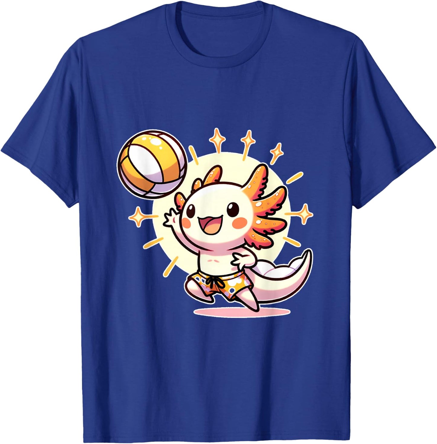 Cute Axolotl Meets Beach Volleyball Sports Enthusiast T-Shirt - T-Shirt | Royal