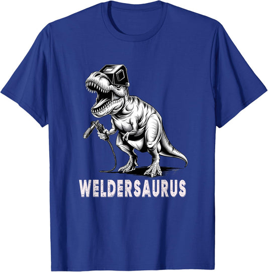 Welder T-rex Funny Weldersaurus Dino Steel Worker Dinosaurs T-Shirt - T-Shirt | Royal