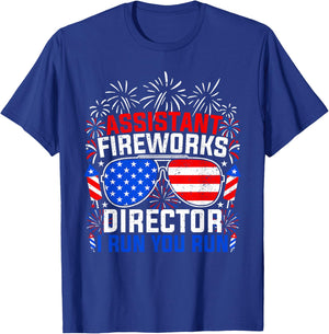Assistant Fireworks Director I Run You Run 4th of July T-Shirt - T-Shirt | Royal