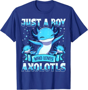 Just A Boy Who Loves Axolotls Kids Boys Cute Axolotl T-Shirt - T-Shirt | Royal