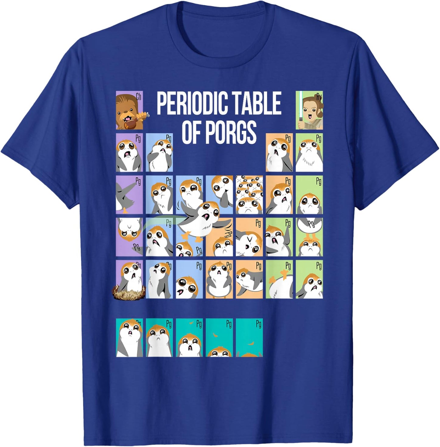 Star Wars Periodic Table Of Porgs Cute Group Shot T-Shirt - T-Shirt | Royal