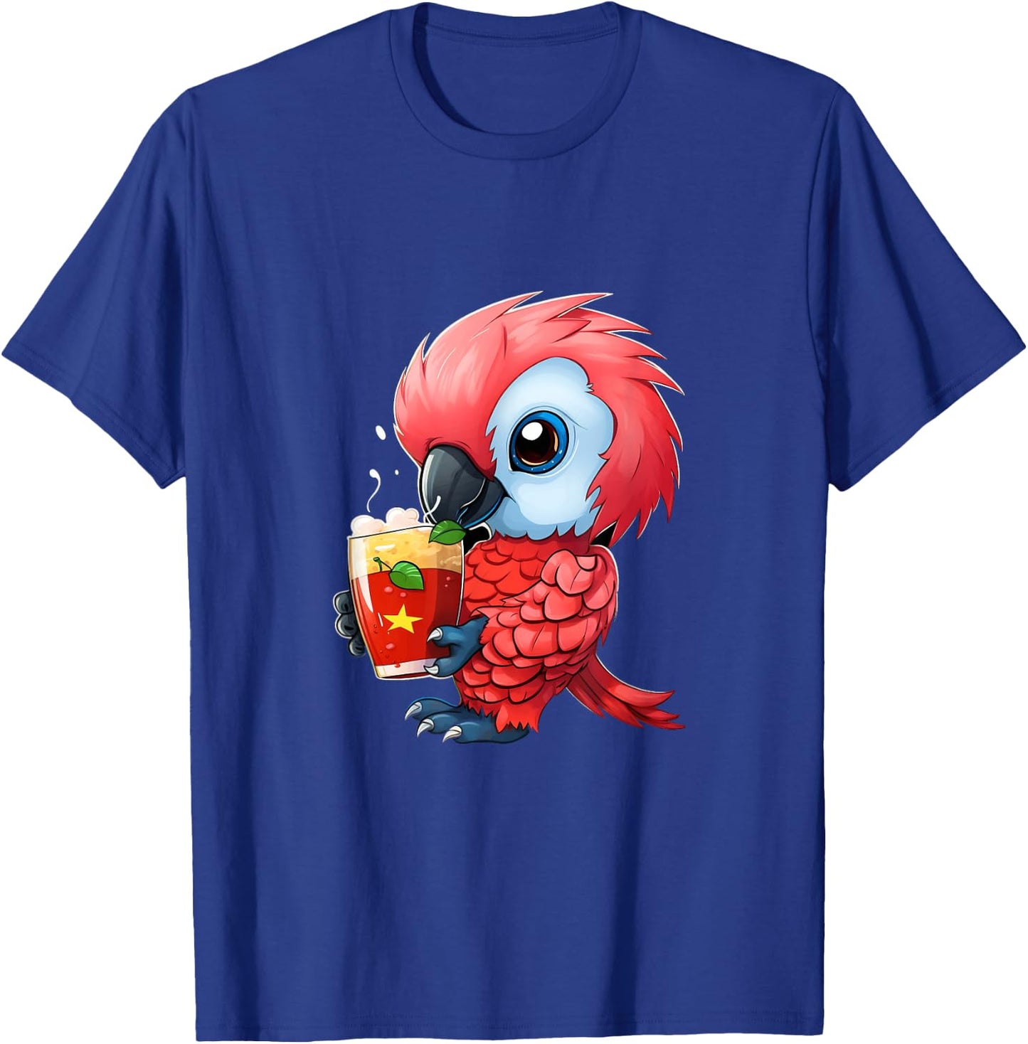 Parrot Strawberry Milk Drinking Parrot Bird Lover T-Shirt - T-Shirt | Royal