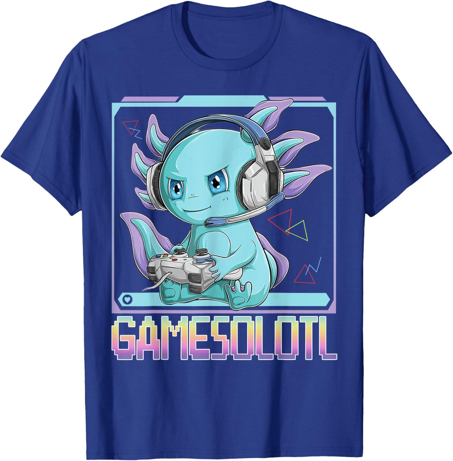 Gamesolotl Gamer Kawaii Axolotl Fish Playing Video Games T-Shirt - T-Shirt | Royal
