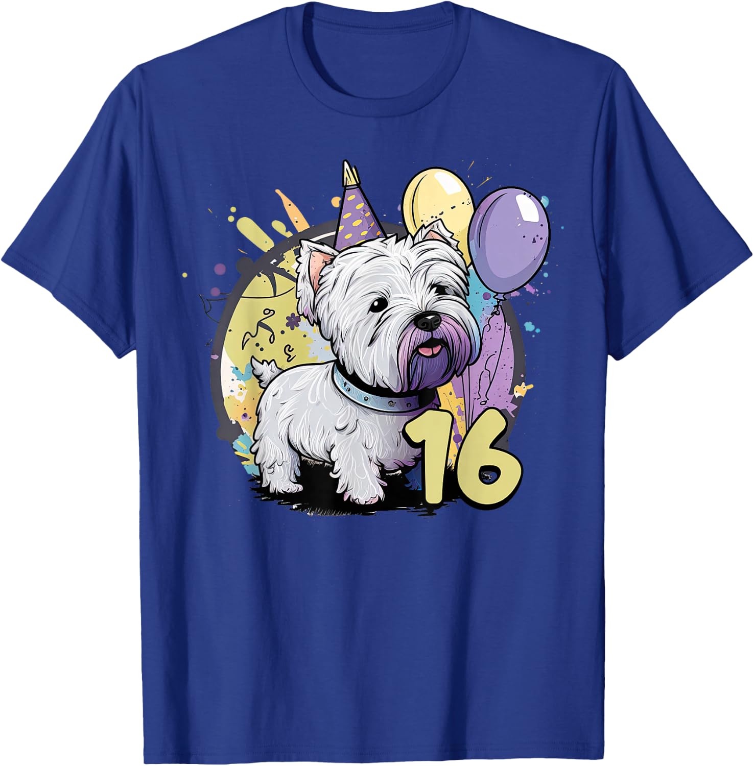 West Highland Terrier Dog 16th Birthday Party 16 Year Old T-Shirt - T-Shirt | Royal