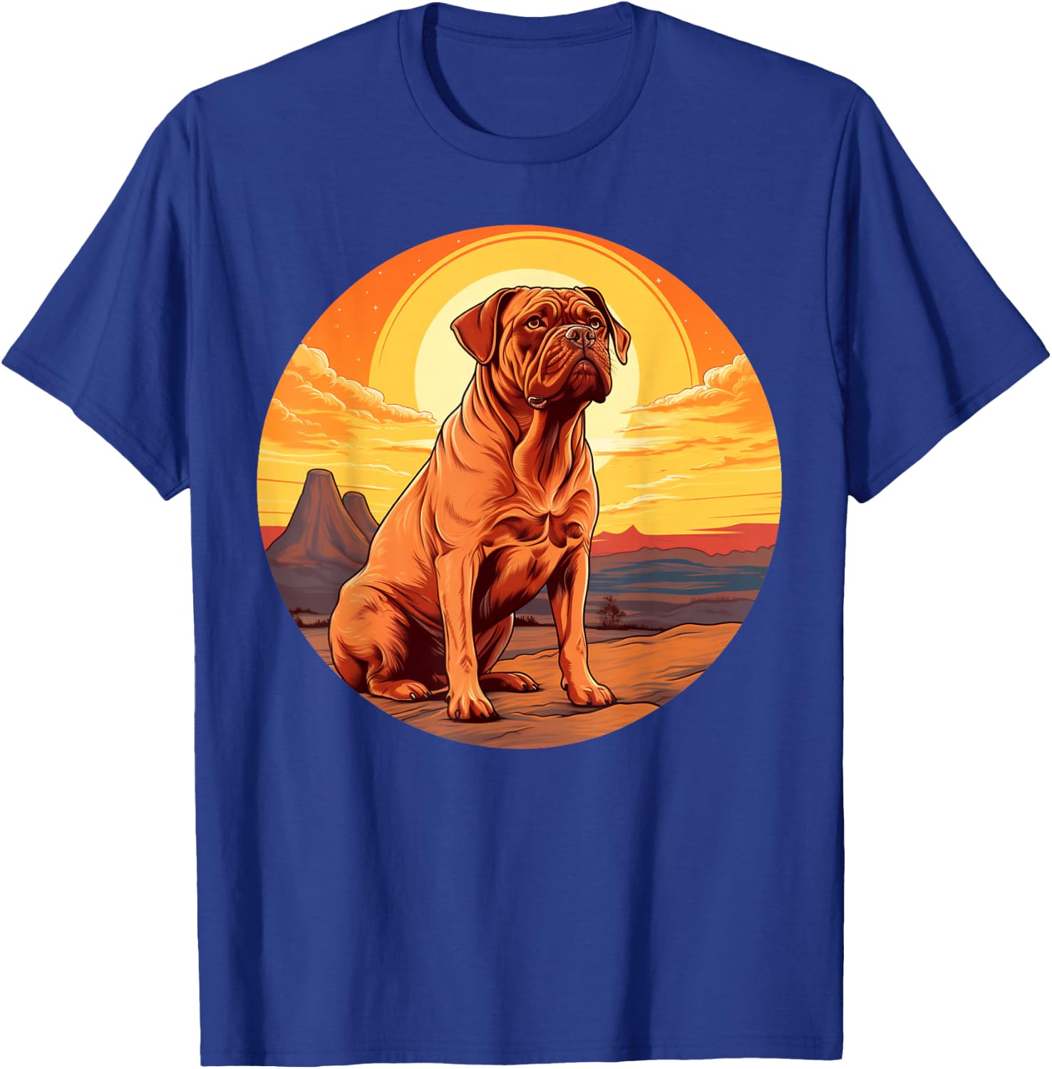 Retro Vintage Dogue de Bordeaux Dog Sunset French Mastiff T-Shirt - T-Shirt | Royal