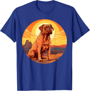 Retro Vintage Dogue de Bordeaux Dog Sunset French Mastiff T-Shirt - T-Shirt | Royal