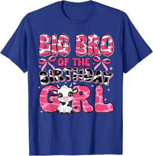 Big Bro of the Birthday Girl Cow Farm 1st Birthday Family T-Shirt - T-Shirt | Royal