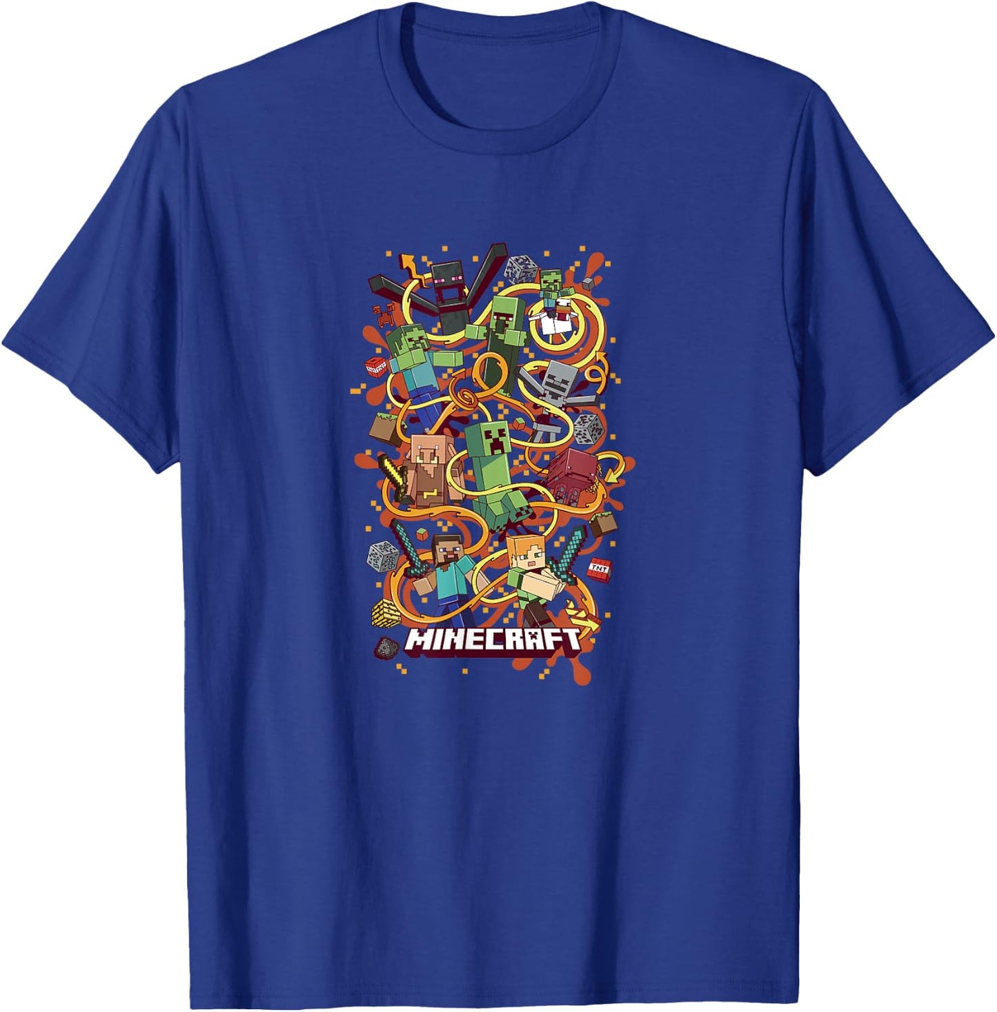 Minecraft Group Shot Funtage Arrow Composition , Black, S T-Shirt - T-Shirt | Royal