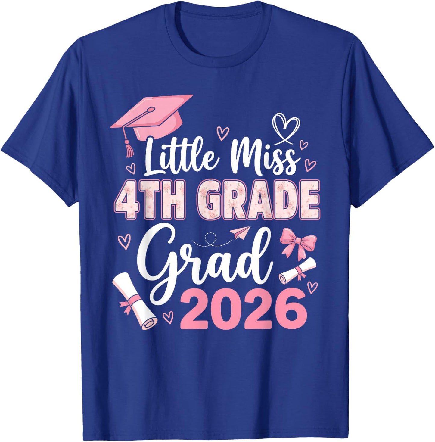 Little Miss 4th Grade Graduation 2026 Coquette Graduation T-Shirt - T-Shirt | Royal
