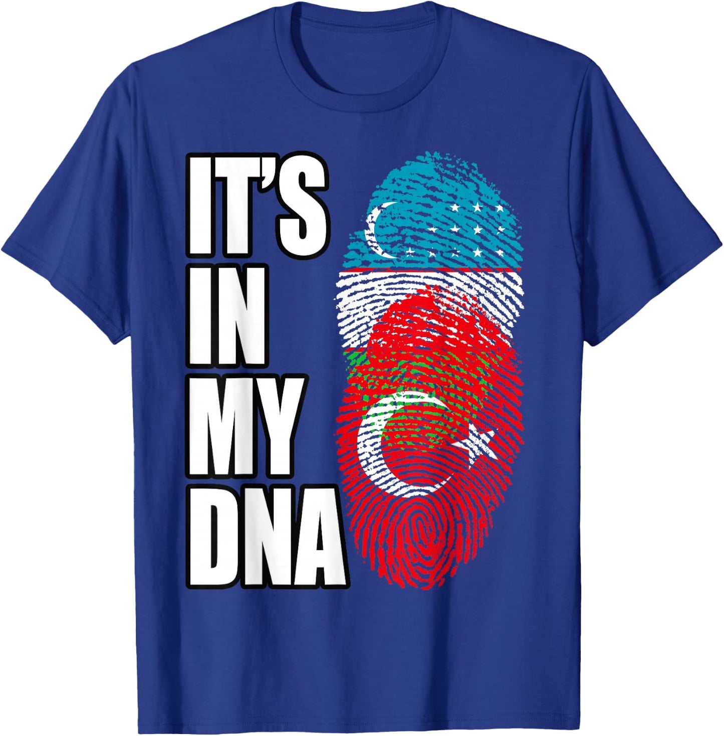 Uzbek And Turkish Mix Heritage DNA Flag T-Shirt - T-Shirt | Royal