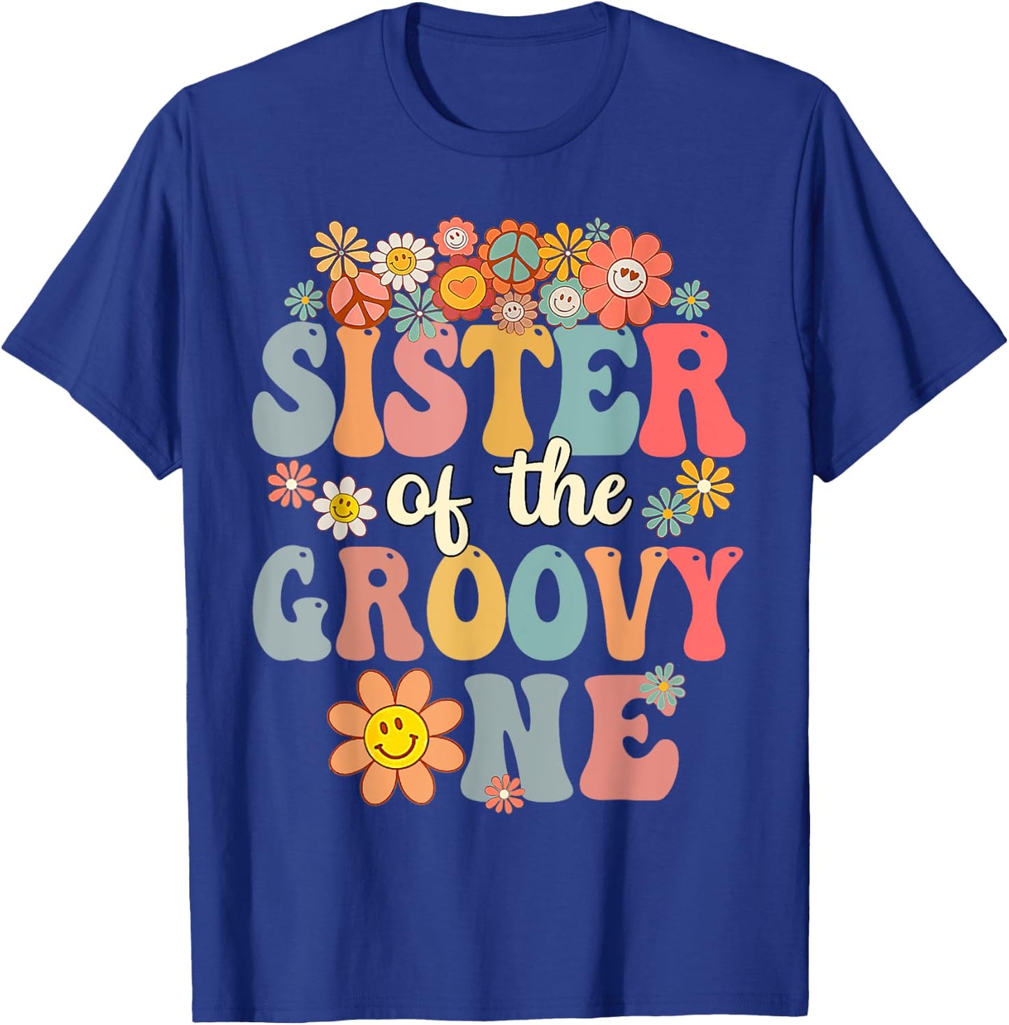 Sister of Groovy One Matching Family 1st Birthday Party T-Shirt - T-Shirt | Royal