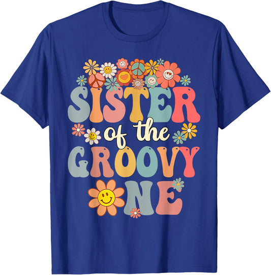 Sister of Groovy One Matching Family 1st Birthday Party T-Shirt - T-Shirt | Royal