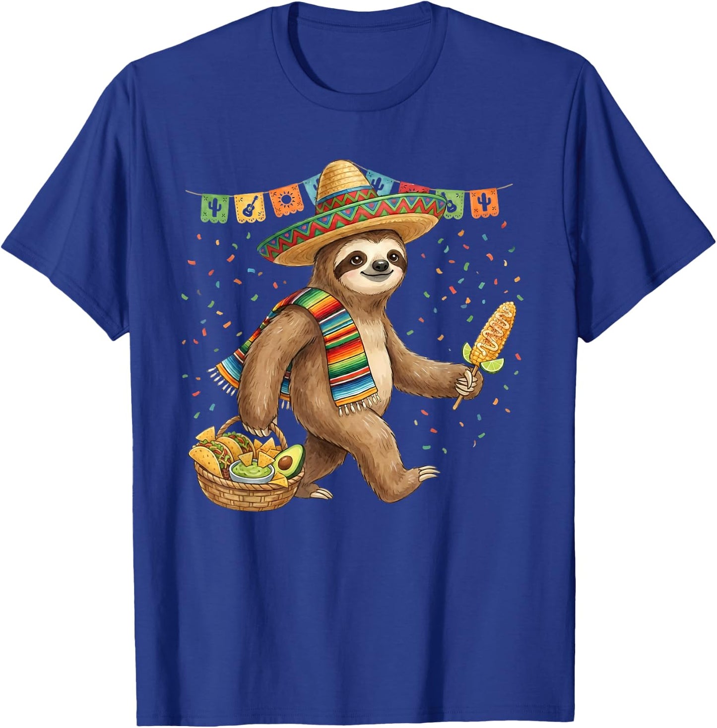 Mexican Sloth Poncho Cinco De Mayo Fiesta Sombrero Meme T-Shirt - T-Shirt | Royal