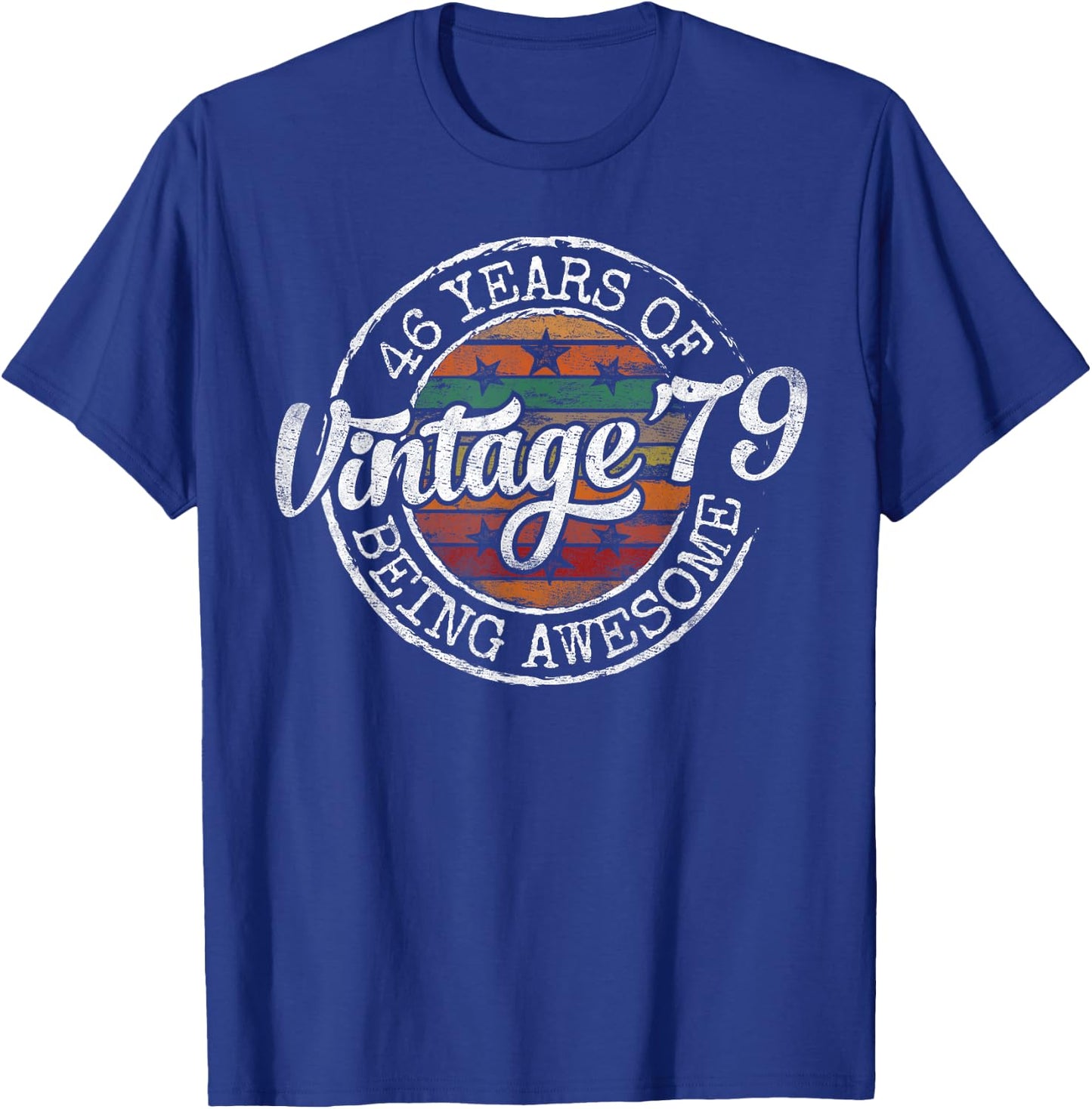 Vintage 1979 Bday Stamp 46th Birthday Gifts 46 Year Old T-Shirt - T-Shirt | Royal