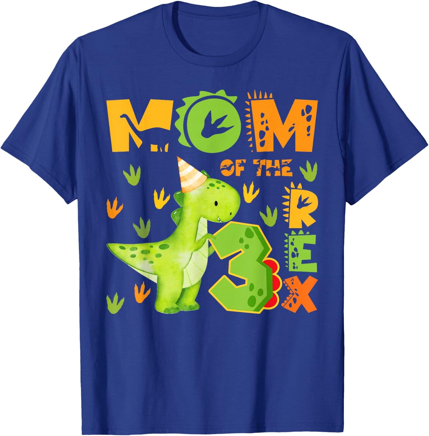 Mom of The Three Rex 3rd Birthday Boy Dinosaur T-Rex T-Shirt - T-Shirt | Royal