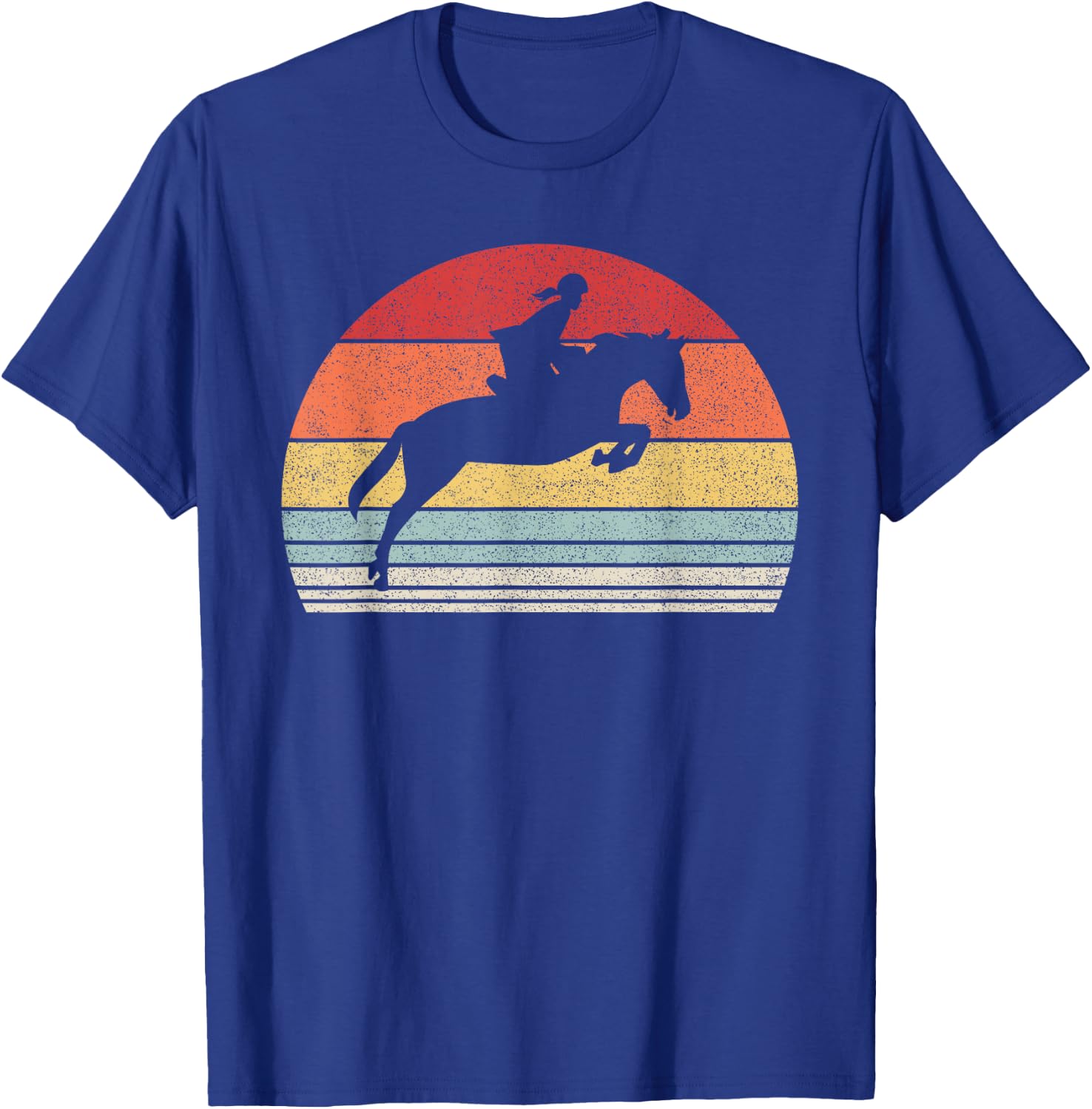 Vintage Retro English Riding Hunter Jumper Girl Riding Horse T-Shirt - T-Shirt | Royal