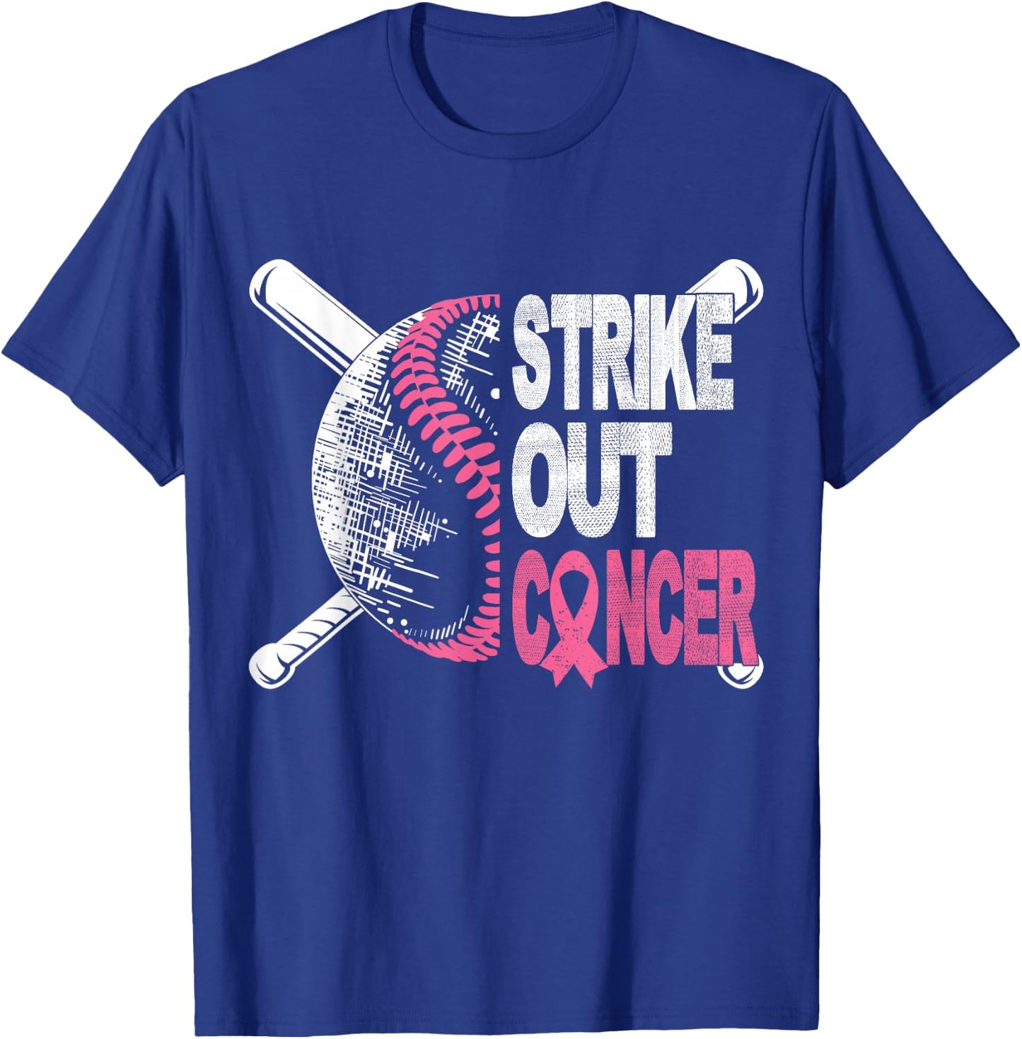 Strike Out Cancer Breast Cancer Awareness Baseball Warrior T-Shirt - T-Shirt | Royal