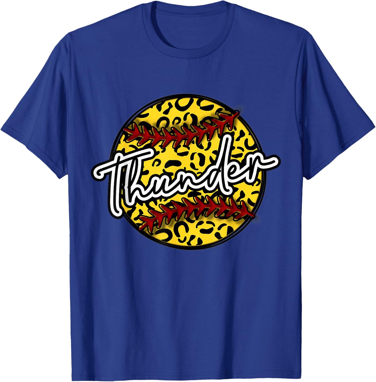 THUNDER Leopard Cheetah Softball Team Trendy Cute Womans Top T-Shirt - T-Shirt | Royal