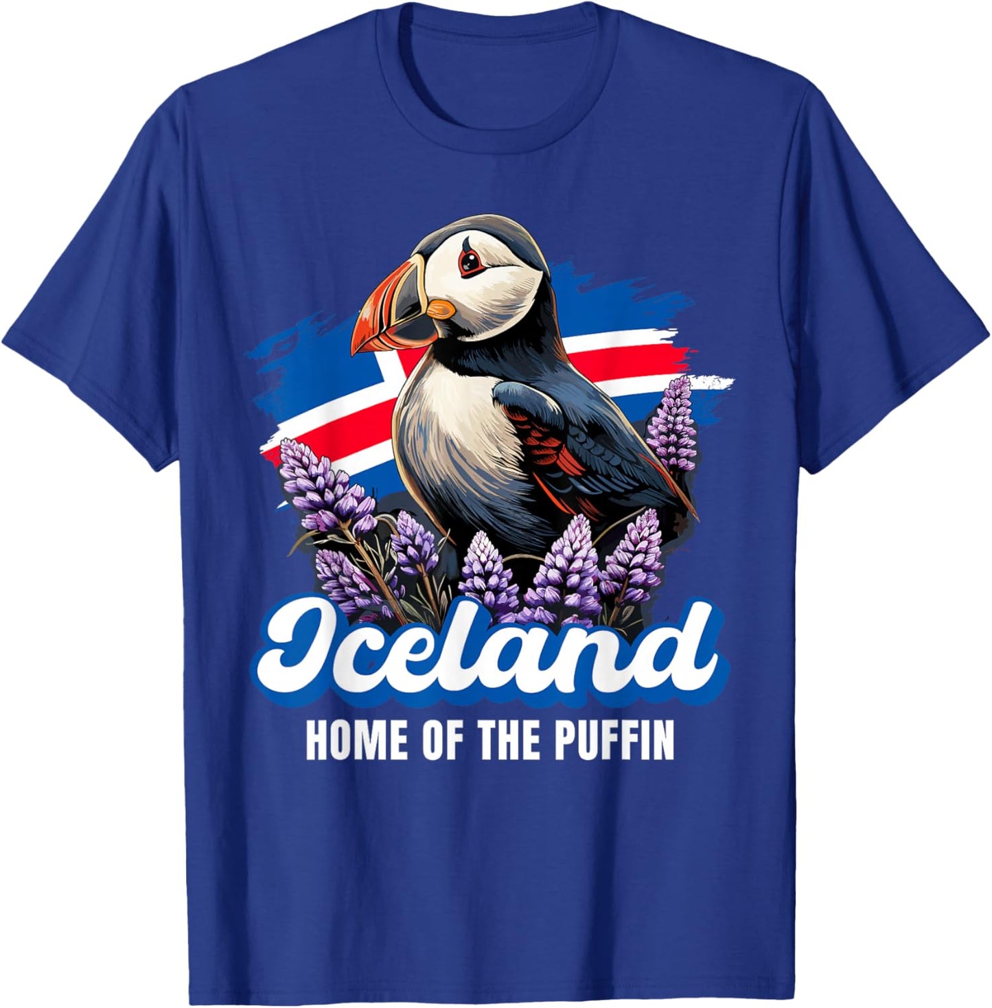 Iceland Iceland Iceland Flag Puffin , black T-Shirt - T-Shirt | Royal