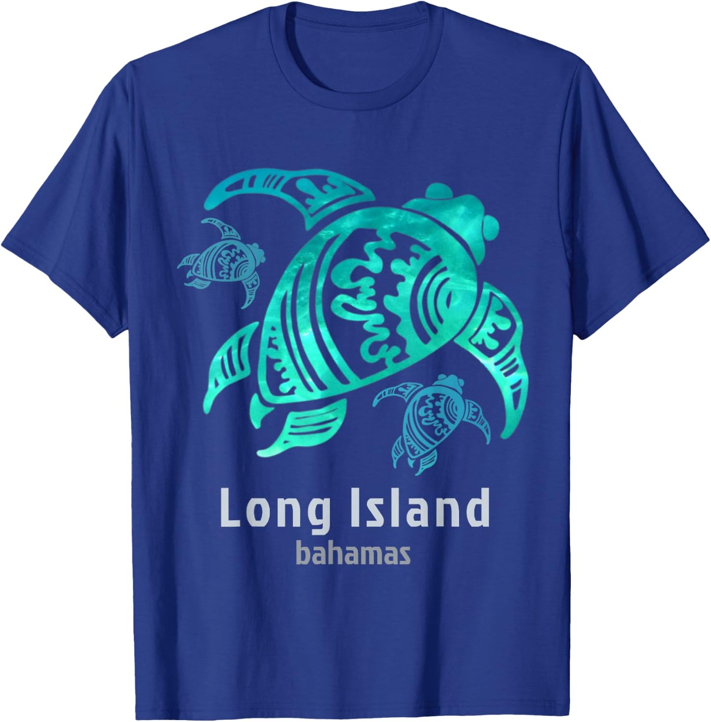 Long Island Bahamas Sea Blue Tribal Turtle T-Shirt - T-Shirt | Royal