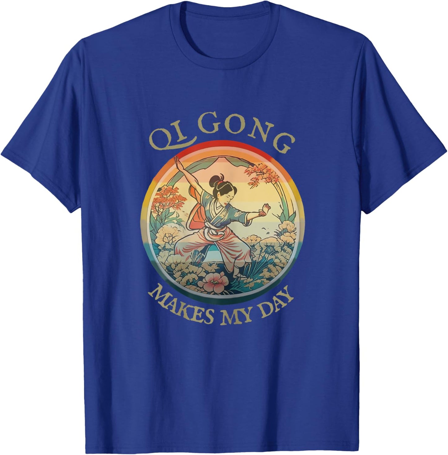 Women Qi Gong, Vintage historic Retro drawing, Harmony Flow T-Shirt - T-Shirt | Royal