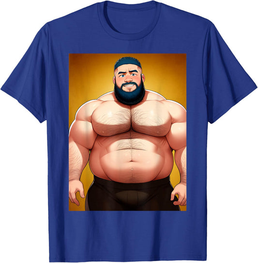 Handsome Shirtless Daddy Bear Anime Manga Bara Style Gay T-Shirt - T-Shirt | Royal
