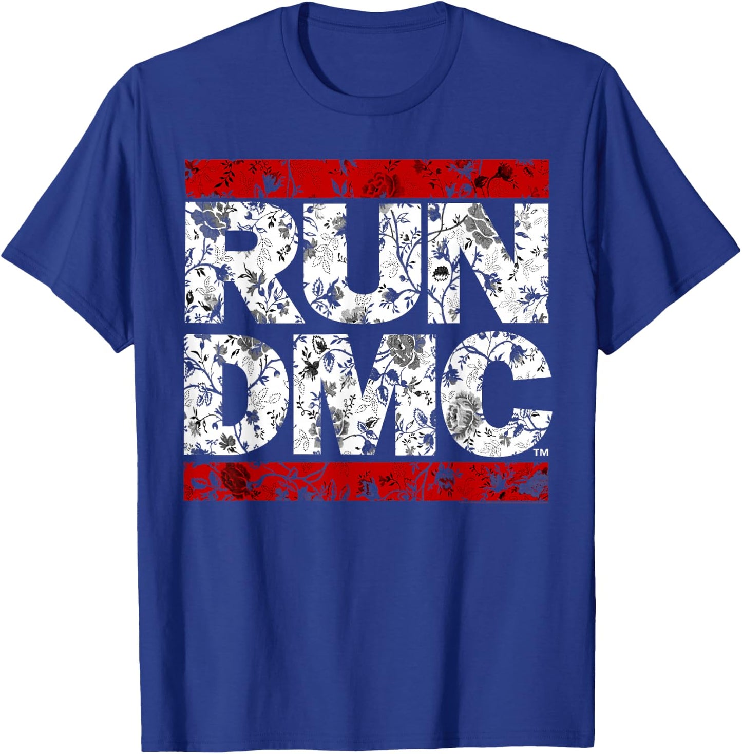 Run DMC Official Floral Red Logo , black T-Shirt - T-Shirt | Royal