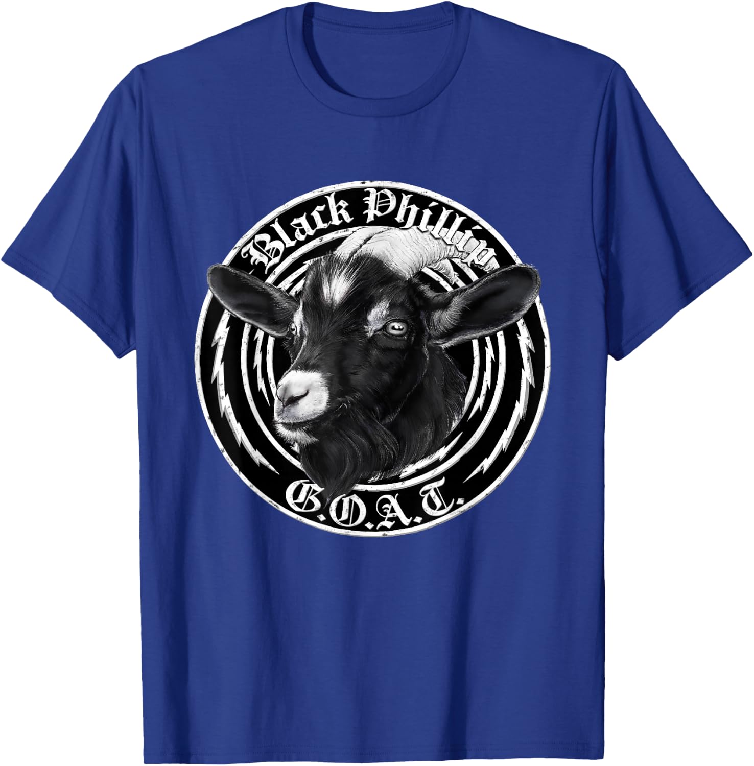 Threadless Laura Graves Black Phillip Goat Emblem Graphic T-Shirt - T-Shirt | Royal