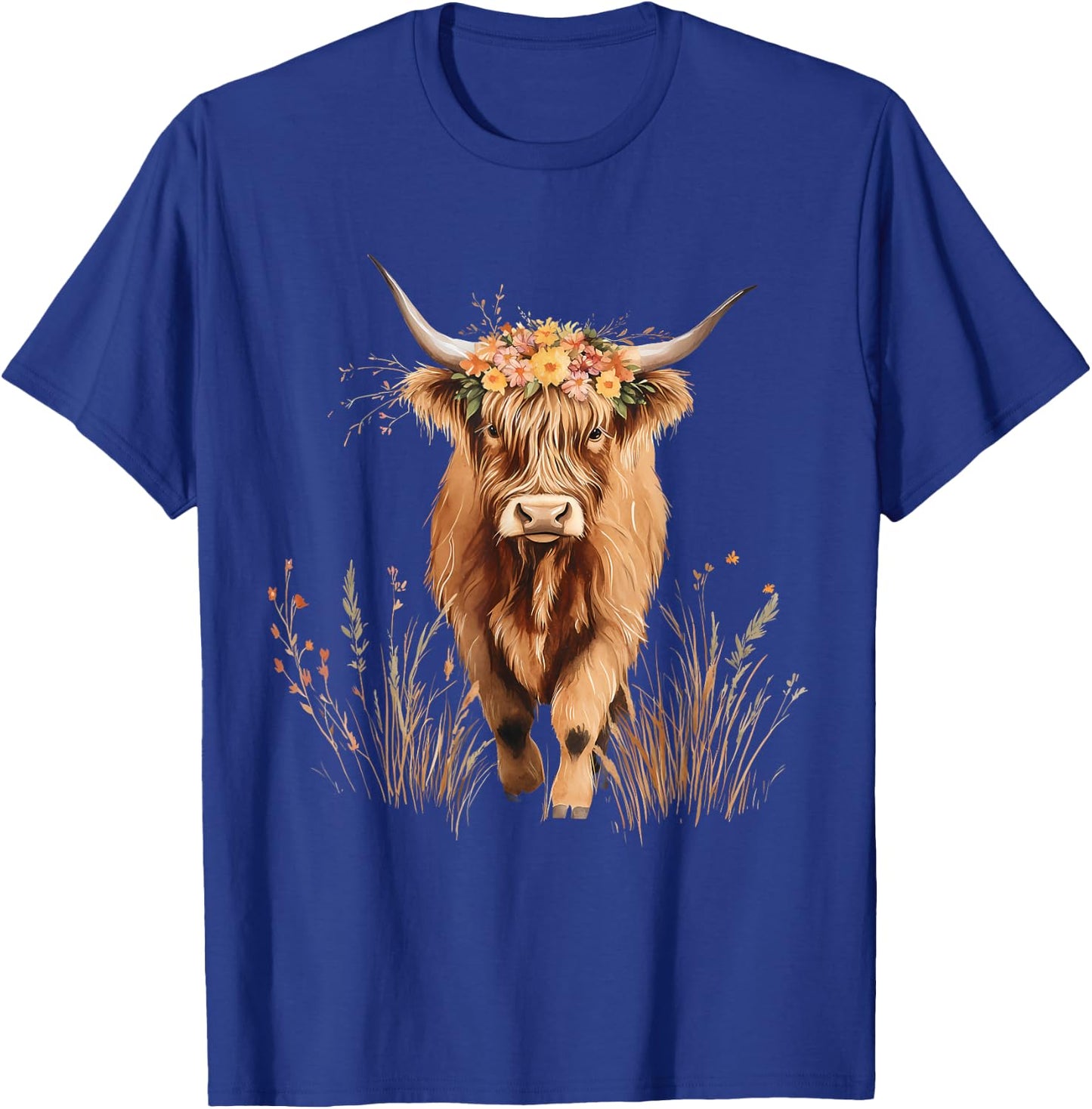 Scottish Highland Cow Messy Bun Scottish Highlander Cow T-Shirt - T-Shirt | Royal