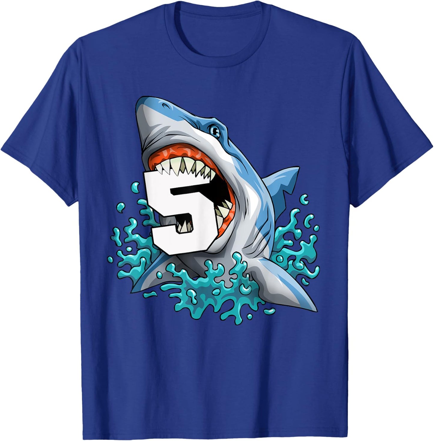 Kids Shark 5th Birthday Boys Funny Shark 5 yrs Old Birthday T-Shirt - T-Shirt | Royal