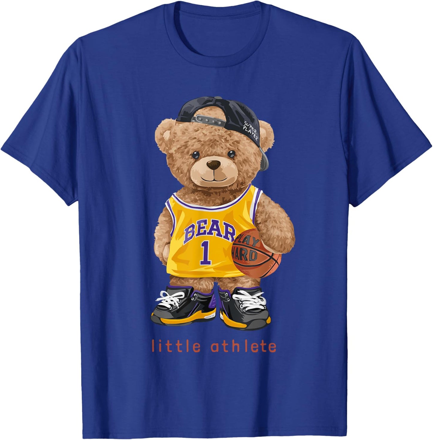 Adorable Teddy Bear Basketball Player T-Shirt - T-Shirt | Royal