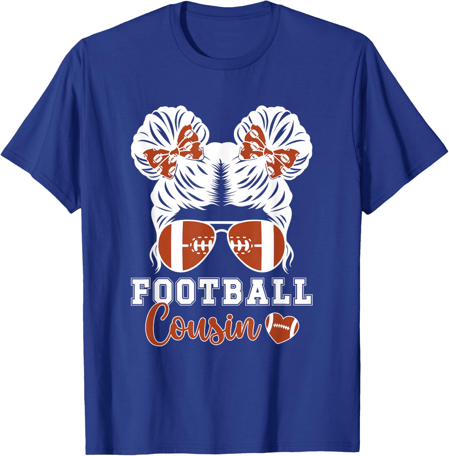 Football Cousin Of A Football Player Cousin Messy Bun T-Shirt - T-Shirt | Royal