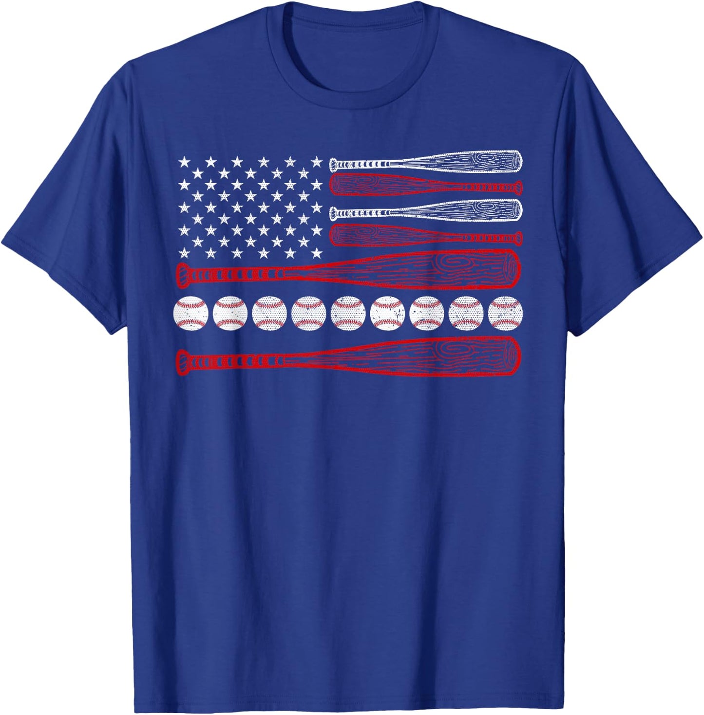 American Flag Baseball Red White Blue 4th of July Boys Men T-Shirt - T-Shirt | Royal