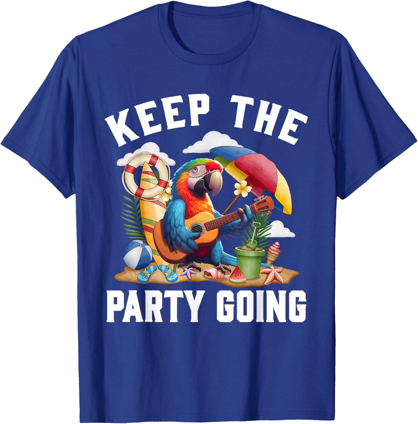 Keep the Party Going Funny Parrot Tribute , Small, Black T-Shirt - T-Shirt | Royal