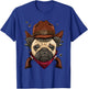Cowboy Pug Western Rodeo Cowboy Hat and Bandana Dog T-Shirt - T-Shirt | Royal