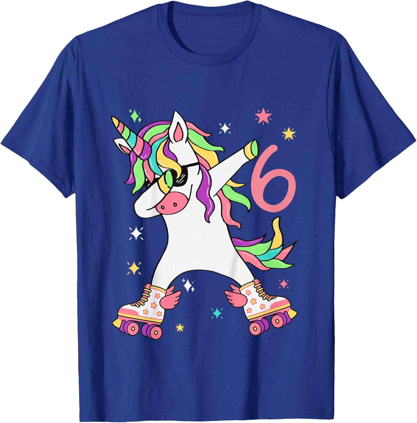 Children's Unicorn Birthday Decoration 6 Years, Birthday Girl 6 Years , black T-Shirt - T-Shirt | Royal