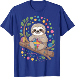 Sloth Knitting T-Shirt - T-Shirt | Royal