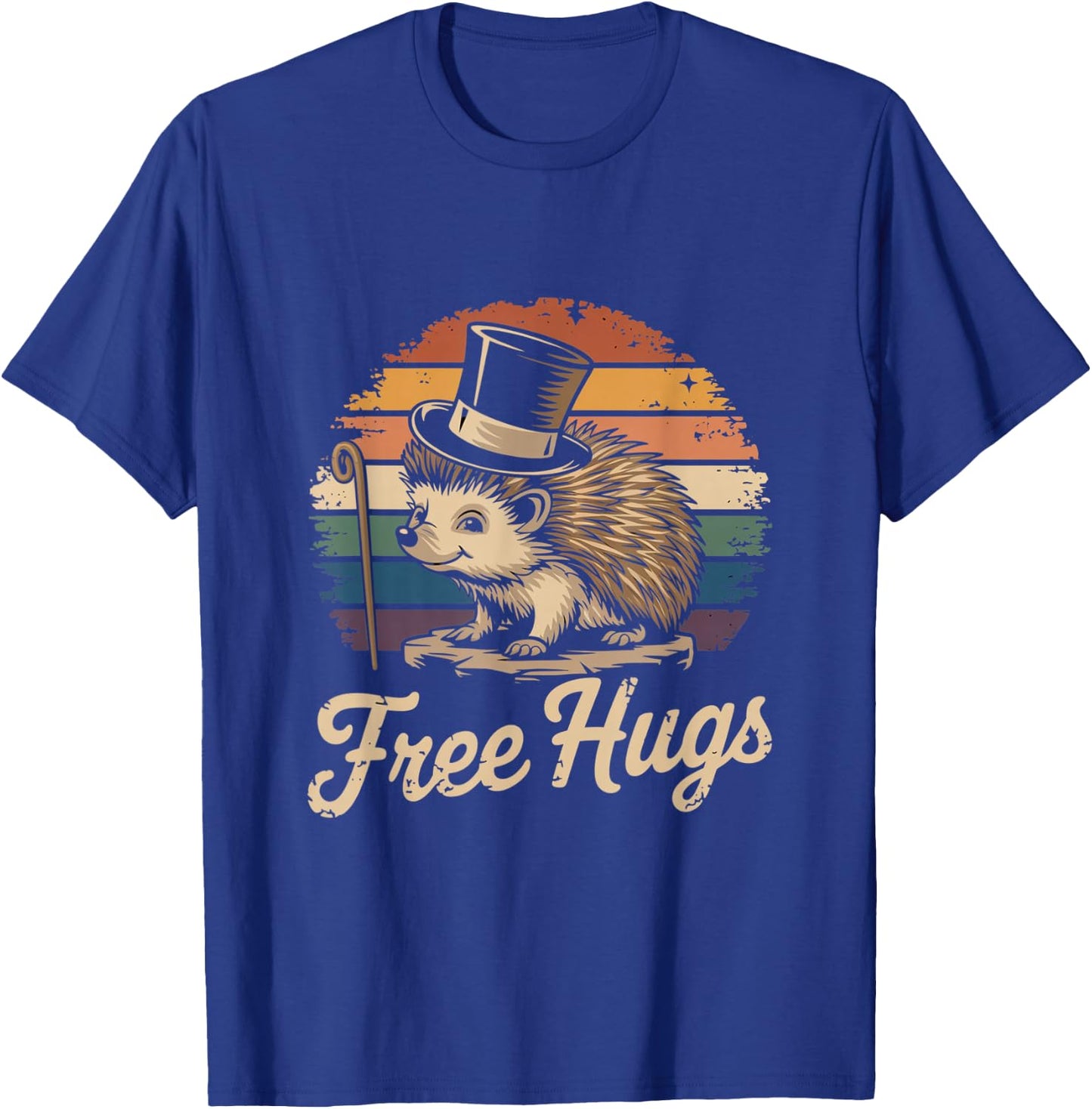 Retro Free Hugs Funny Hedgehog Hedge Hog Funny Free Dad Hugs T-Shirt - T-Shirt | Royal