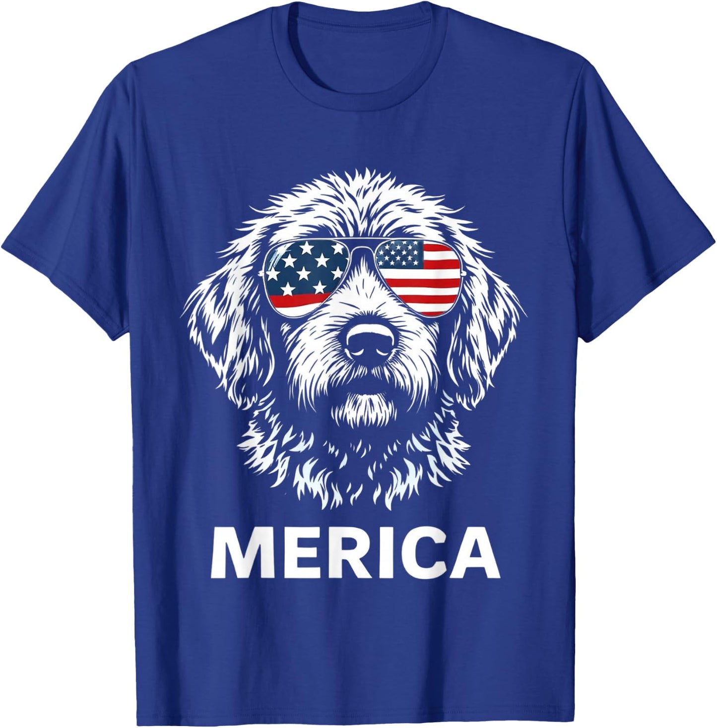 American Flag Merica Goldendoodle dog 4th Of July kids women T-Shirt - T-Shirt | Royal