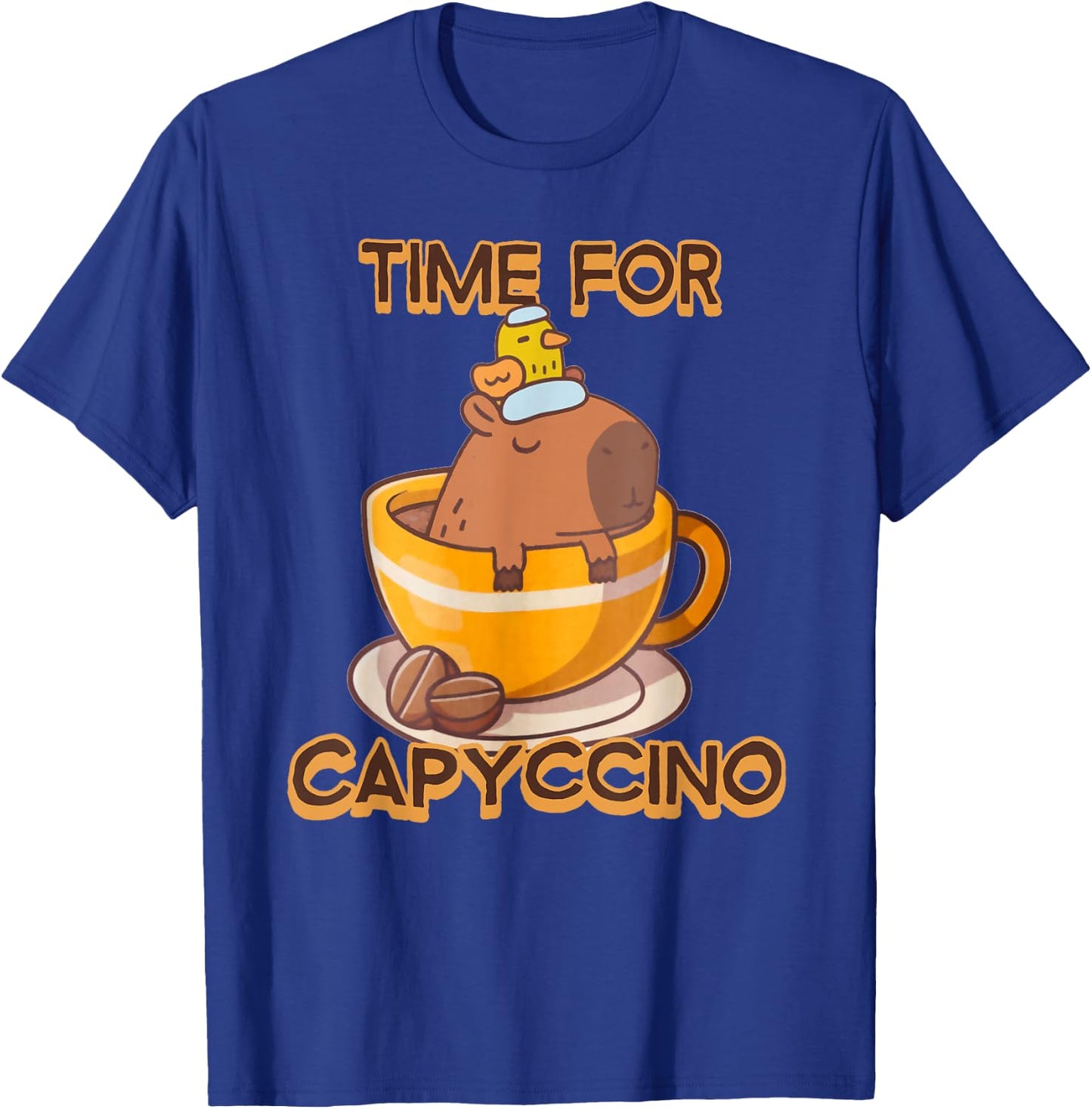 Time For Capyccino Funny Capybara Duck Coffee Rodent Lover T-Shirt - T-Shirt | Royal