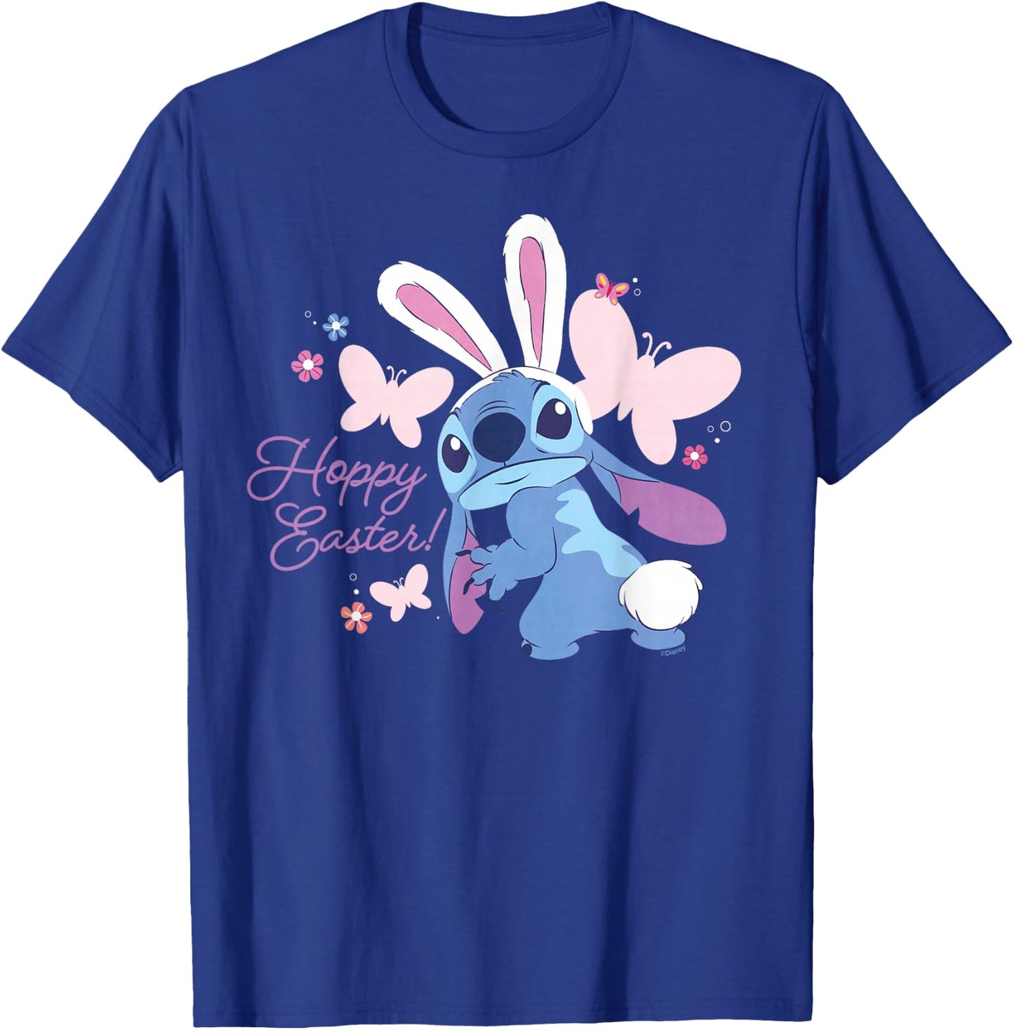 Disney Lilo & Stitch Hoppy Easter Bunny and Butterflies T-Shirt - T-Shirt | Royal