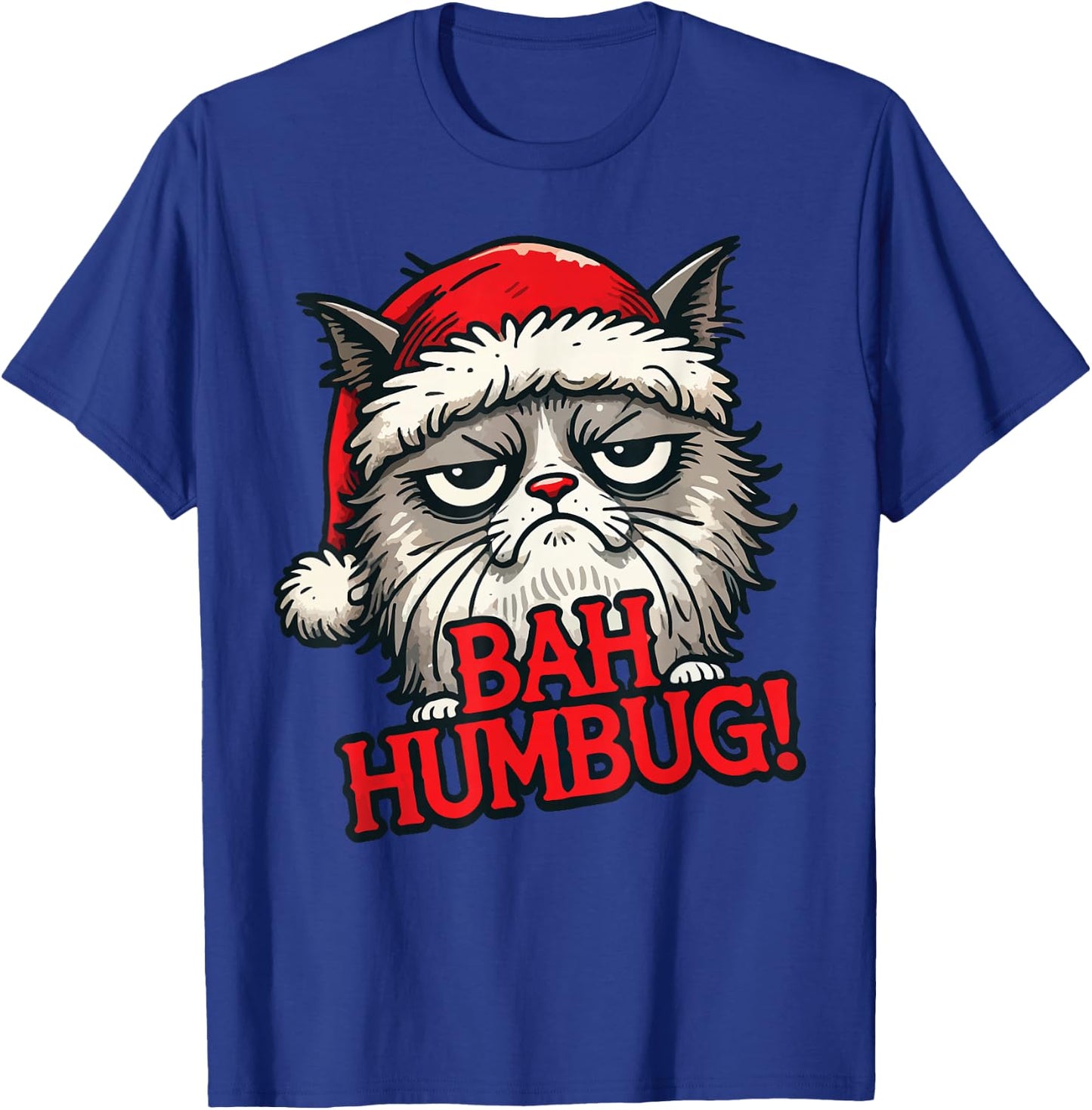 Bah Humbug Funny Bad Cat Christmas Hater Cat Lover Xmas T-Shirt - T-Shirt | Royal