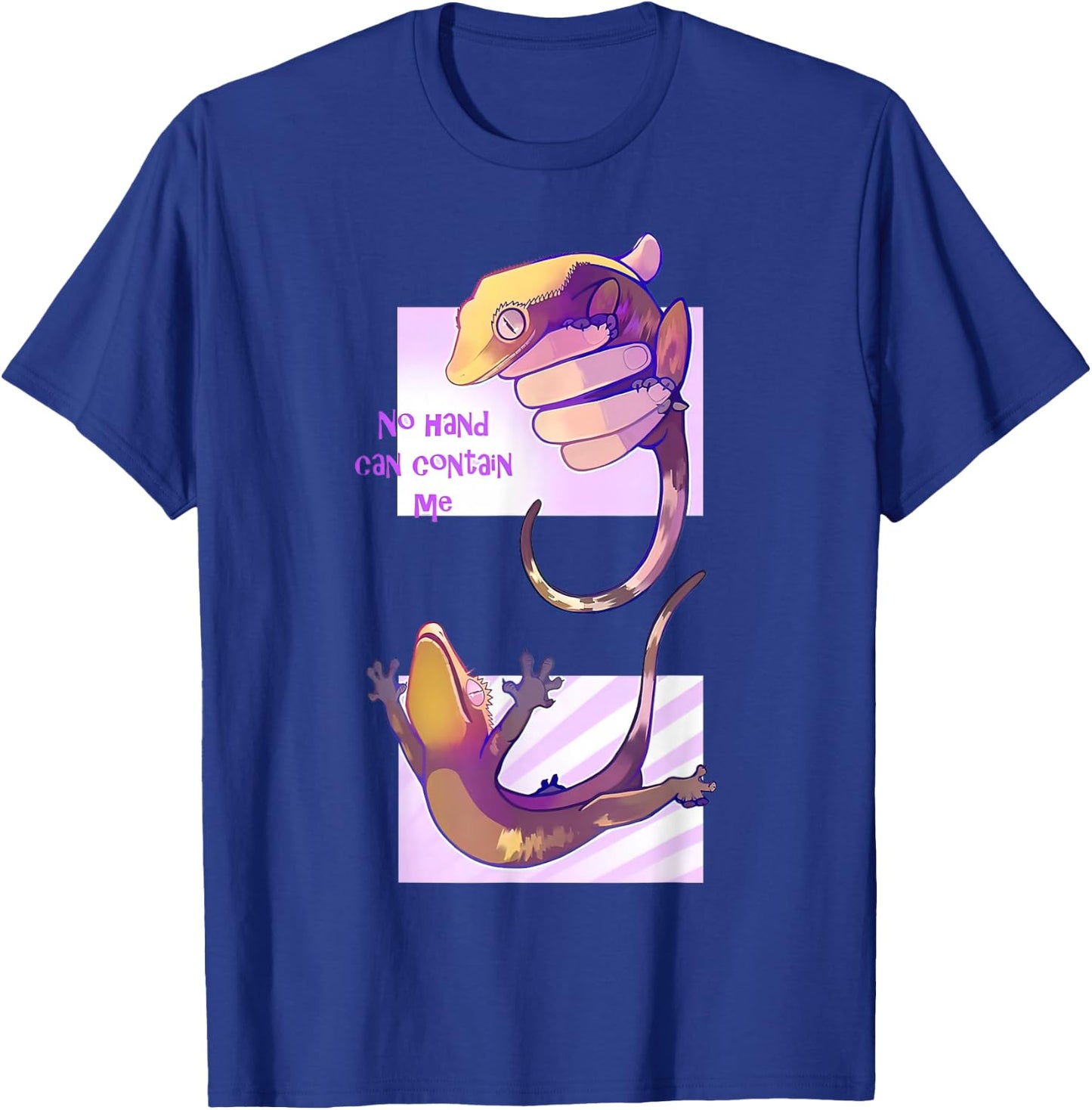 No Hand Can Contain Me Funny Gecko T-Shirt - T-Shirt | Royal