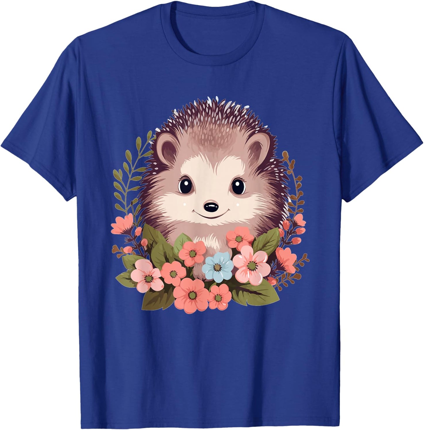 Cute Hedgehog with Flowers I Hedgehog T-Shirt - T-Shirt | Royal