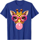 Funny Giraffe Pink Glasses Blowing Bubble Gum Animal Lovers T-Shirt - T-Shirt | Royal
