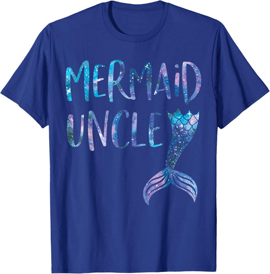 Mermaid Uncle Tail Matching Mermaid Squad Birthday Party T-Shirt - T-Shirt | Royal