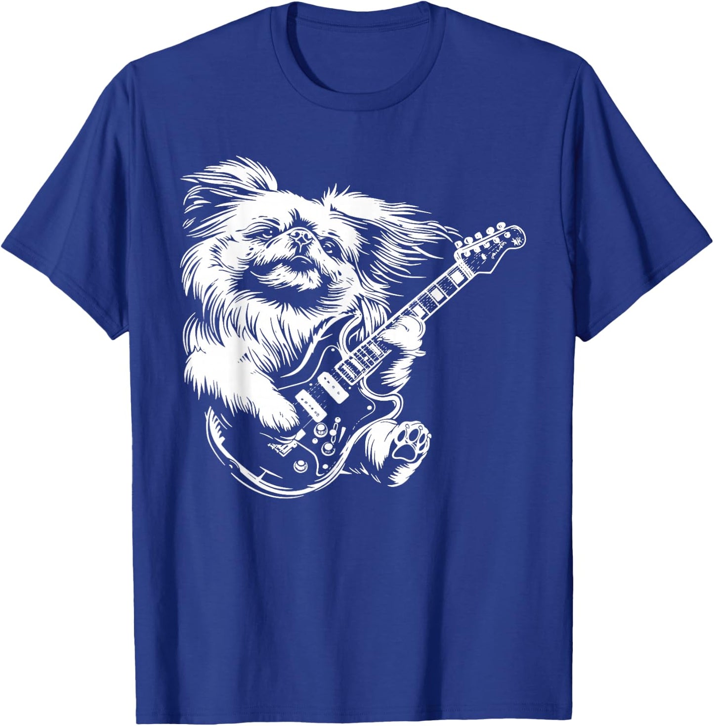 Dog Guitarist Guitar - Pekingese Dad Mom Men Women T-Shirt - T-Shirt | Royal