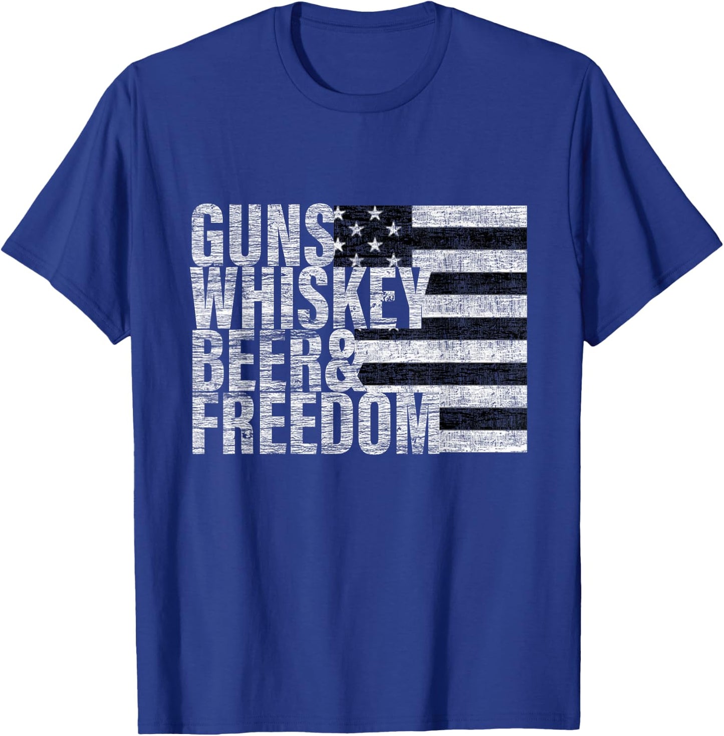 Guns Whiskey Beer & Freedom T-Shirt - T-Shirt | Royal