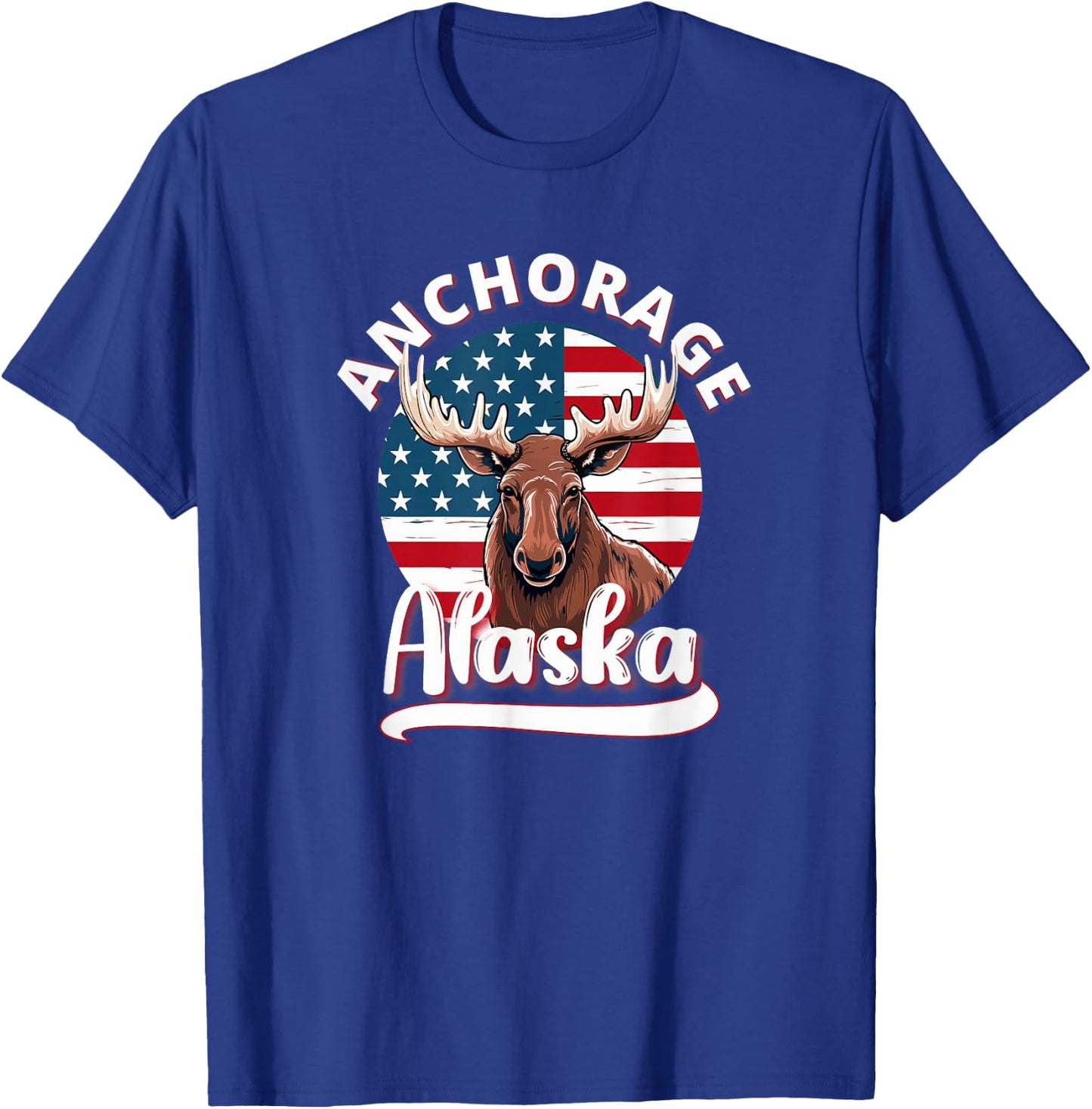 Anchorage Alaska Moose Viewing Alaskan Flag Hunting Souvenir T-Shirt - T-Shirt | Royal